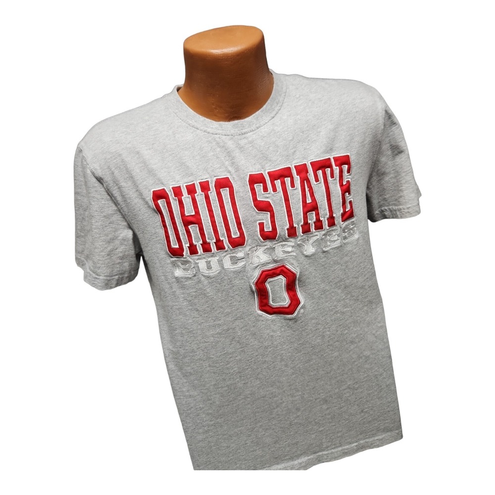 Ohio State Buckeyes T-Shirt Men Medium Gray Big Spellout Logo Embroidered